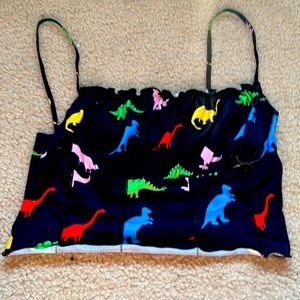 Ribbed classic colorful dinosaur crop top